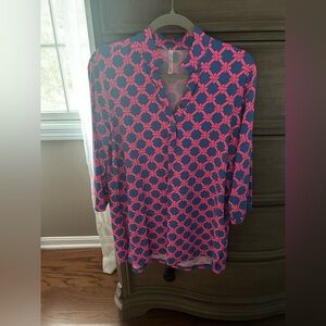 Geometric Pink and Blue Women's Top